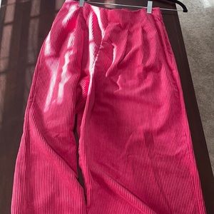 Pink corduroy flare pants